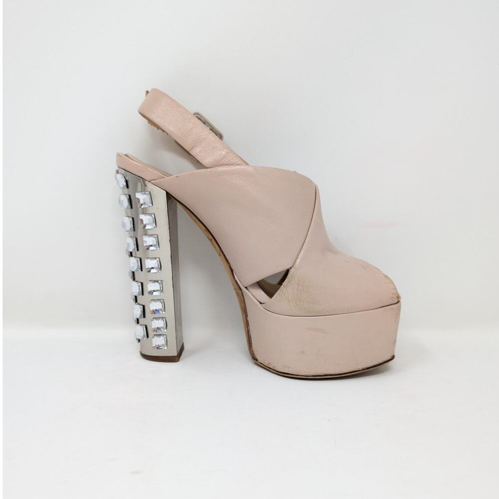 Giuseppe Zanotti Crystal Heel Platform Sandals Nude Pink EU 36.5 - Picture 7 of 16